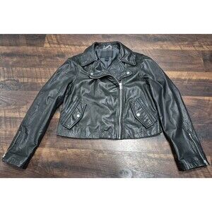J.Crew Collection Leather Motorcycle Jacket Mint Women's size L / Black Moto